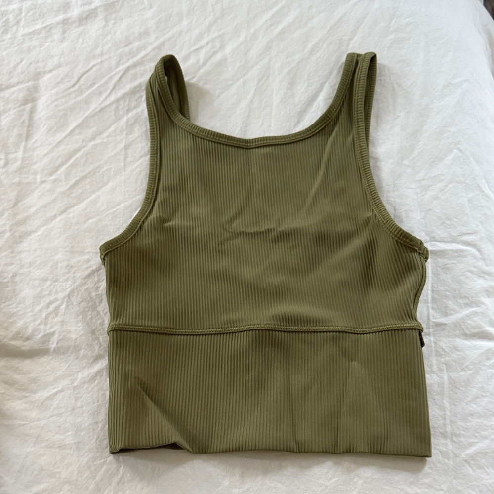 Lululemon Olive Green Ribbed Women's Tank Top